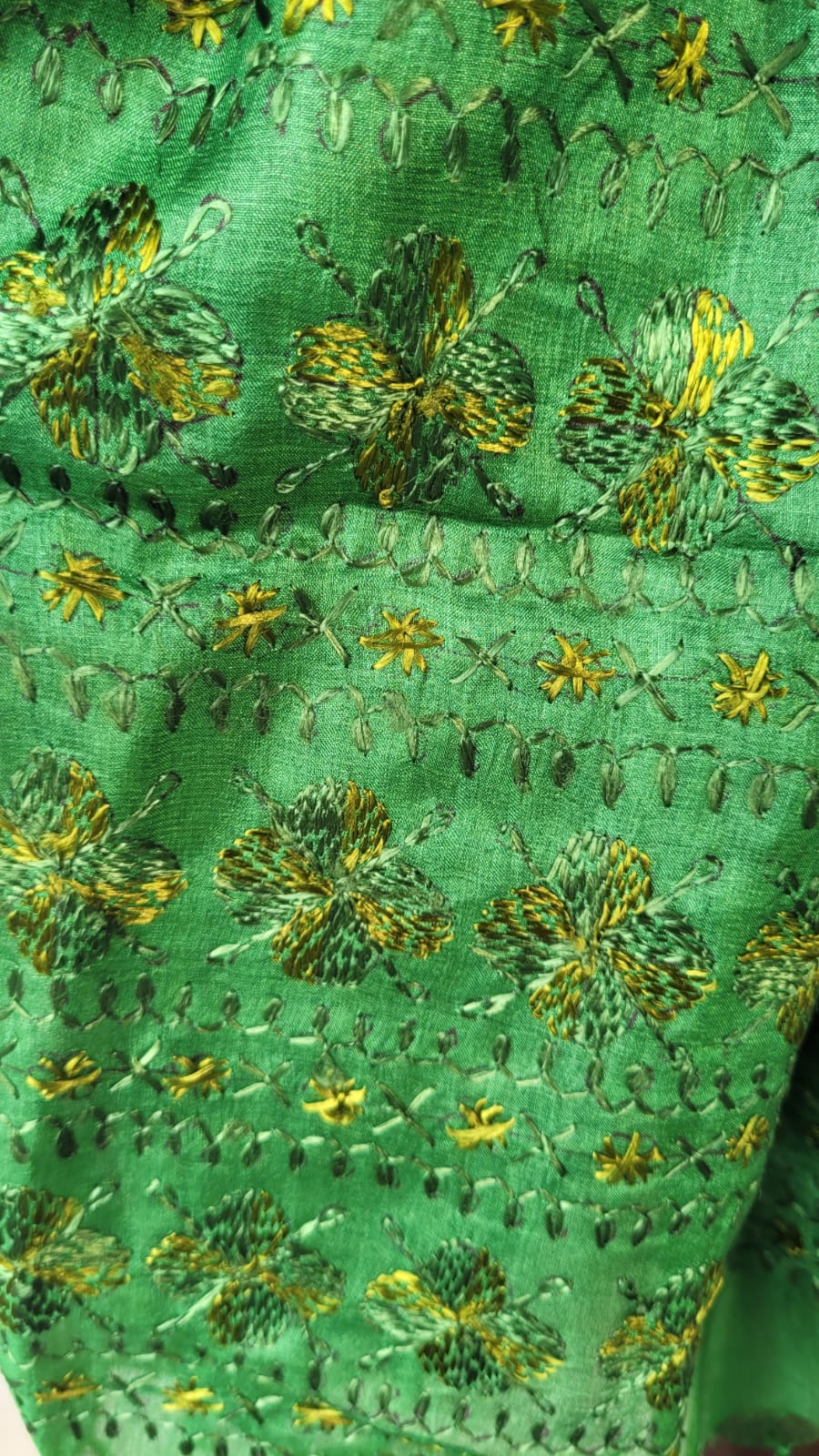 Green Phulkari Dupatta on Tussar